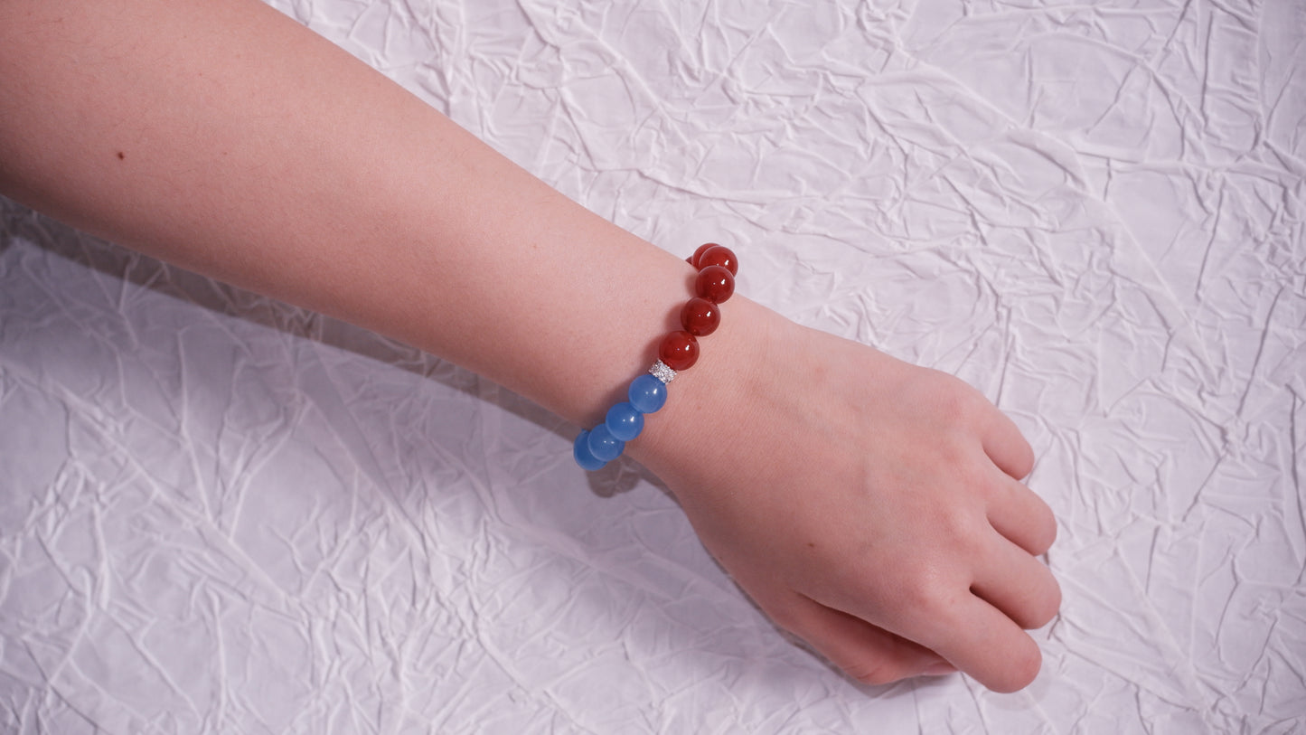 Eis und Feuer – Roter Achat und blauer Kristall